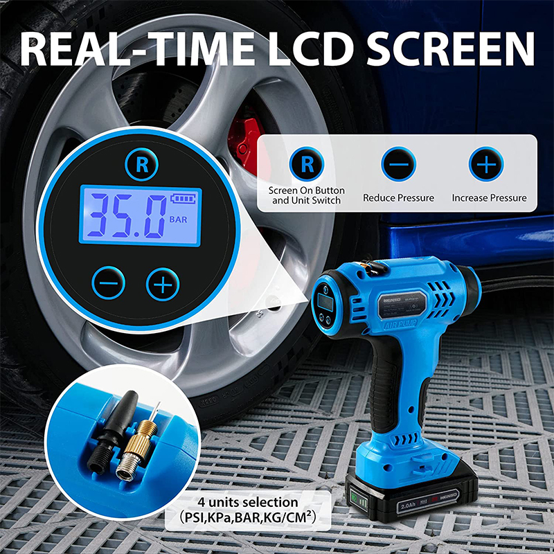 20V Cordless Lithium Battery Tire Inflator Air Pump