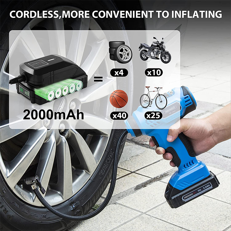 20V Cordless Lithium Battery Tire Inflator Air Pump