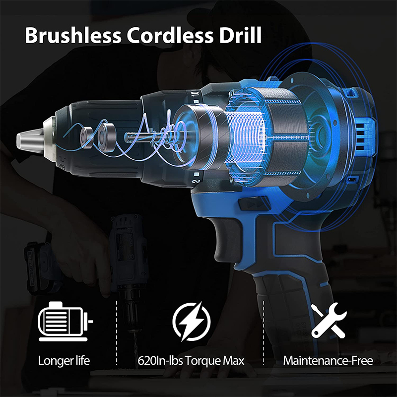 20V Cordless Lithium Battery Brushless Dual Speed Drill